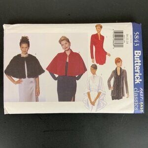 Butterick 5843 Misses Cape Jacket Cover-Up Plus Size 20-24 Sewing Pattern Uncut